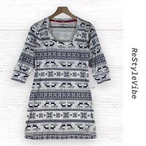 LUCKY BRAND Women’s Size Small Top Tunic Shirt Reindeer Holiday Argyle Christmas